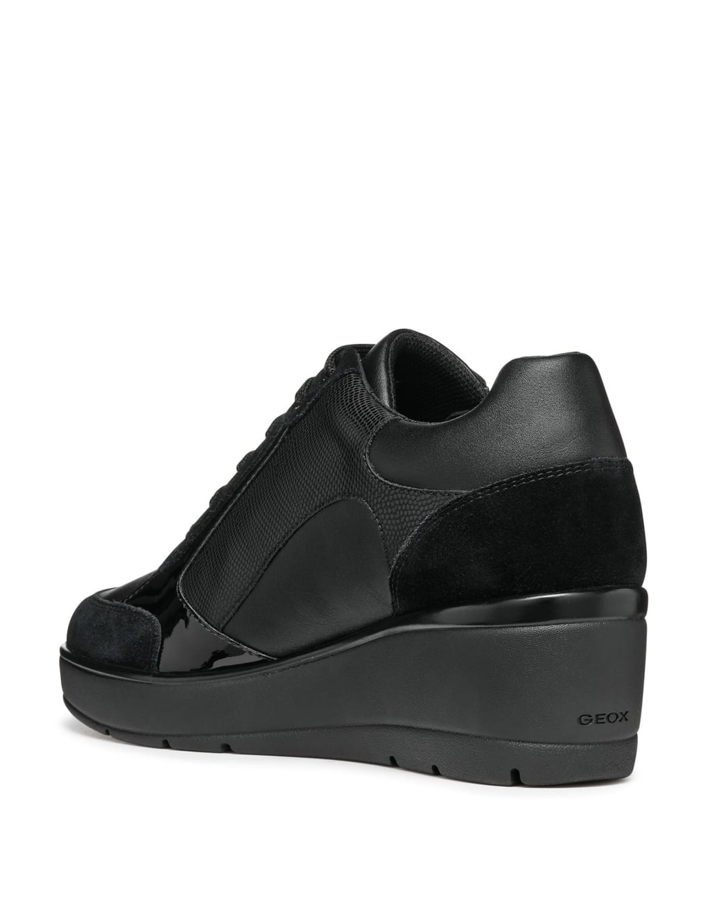 Leather Lace Up Wedge Heel Trainers Geox M S