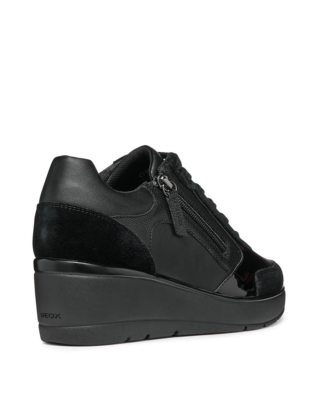 Leather Lace Up Wedge Heel Trainers 4 of 6