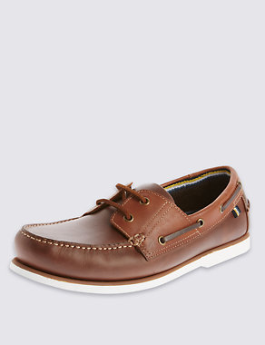 Leather Lace-up Boat Shoes Image 2 of 6