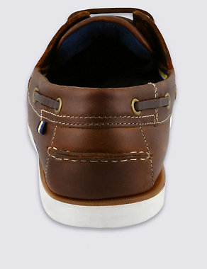 Leather Lace-up Boat Shoes with Freshfeet™ Image 2 of 5