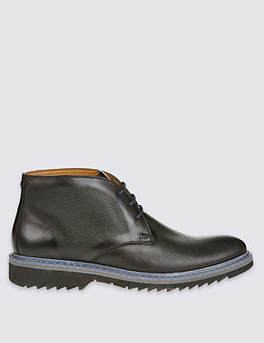 Leather Lace-up Embossed Chukka Boots Image 2 of 5