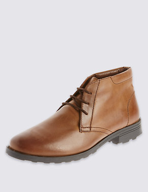 Leather Lace-up Heeled Chukka Boots Image 2 of 6