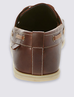 Leather Lace-up Square Toe Boat Shoes Image 2 of 5