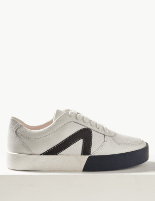 M&s leather lace deals up trainers