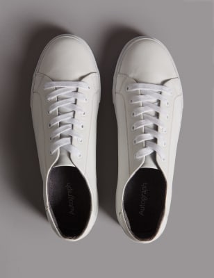 m&s white leather trainers
