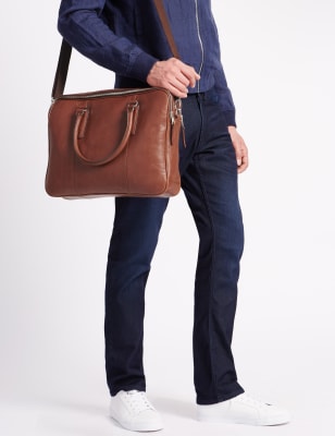 Leather Laptop Bag, M&S Collection