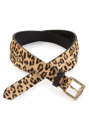 Leather Leopard Print Belt Image 1 of 2