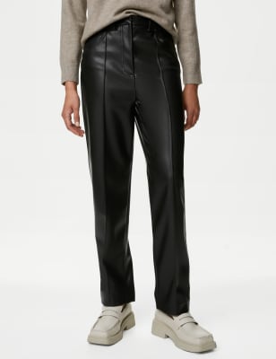 H&m leather 2025 look trousers