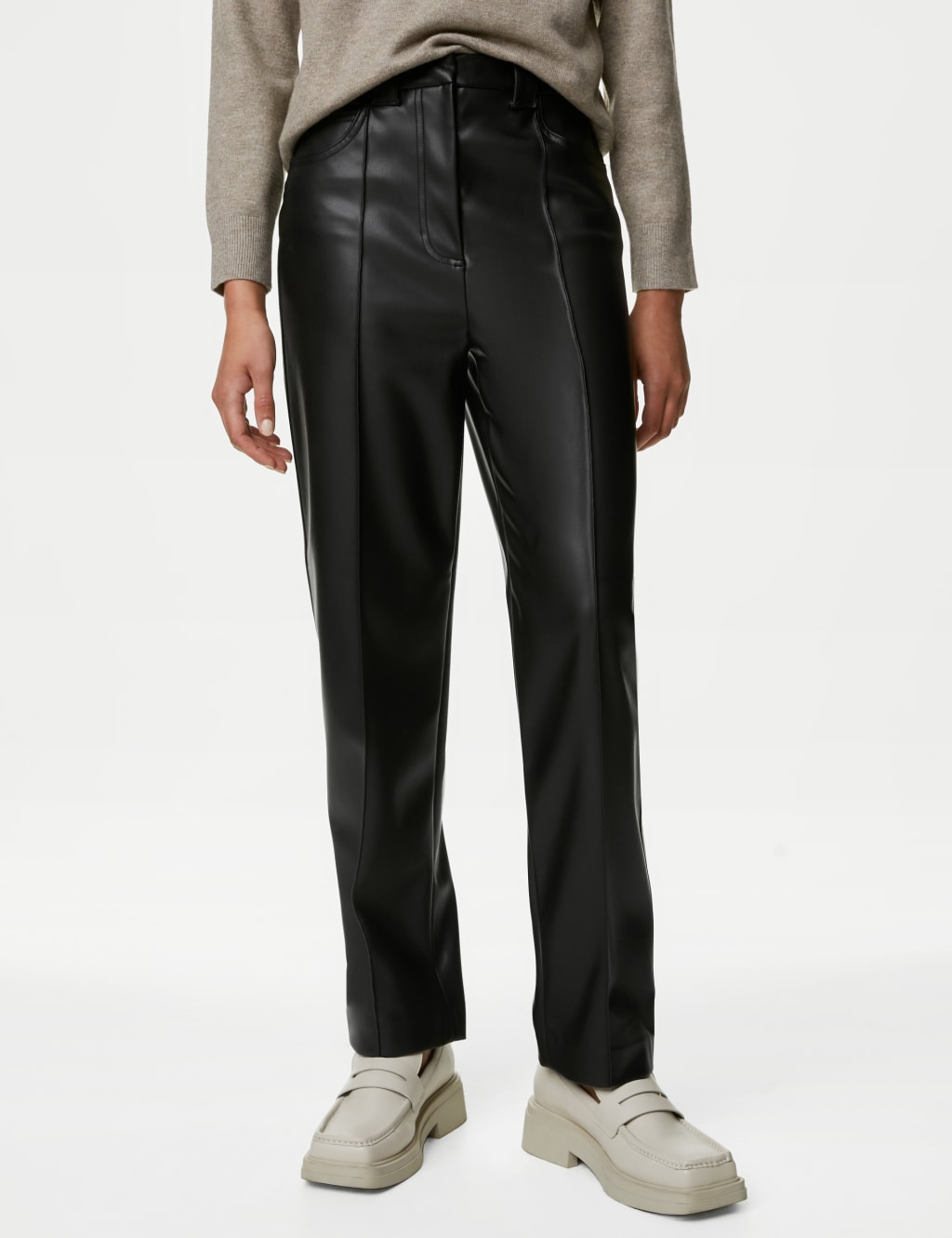 Ankle grazer leather trousers clearance