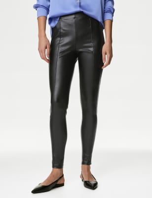 High waisted outlet leather look jeggings