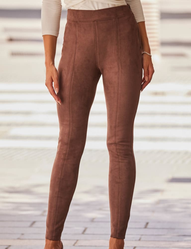 Brown Washed Exposed Seam Detail Leggings