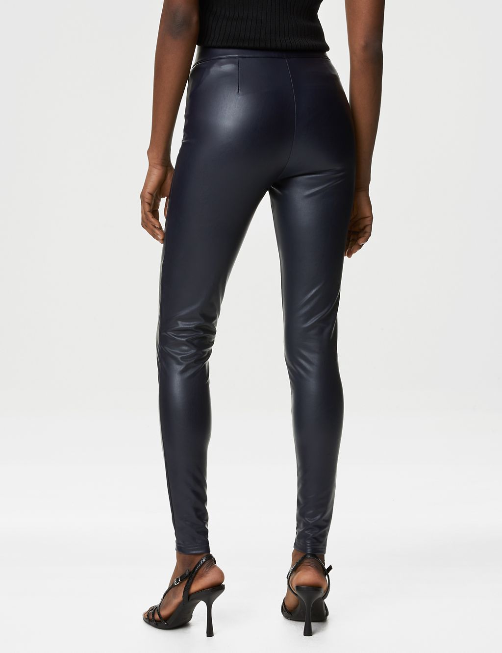 Leather Look High Waisted Leggings woven 2 of 4