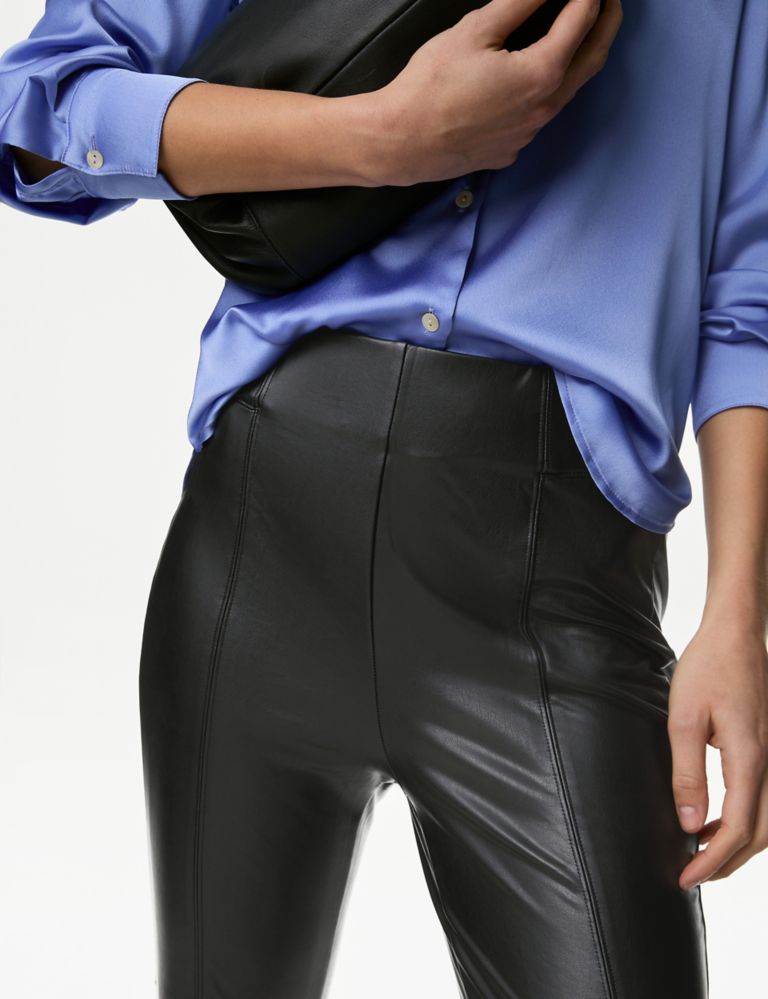 M&S COLLECTION Black Leather Look High Waisted Leggings for sale