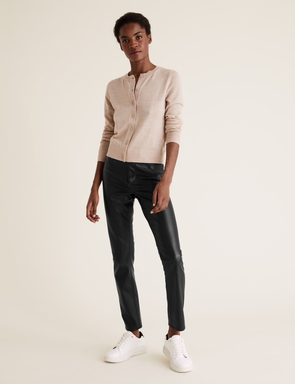 Leather look sale jeans zara