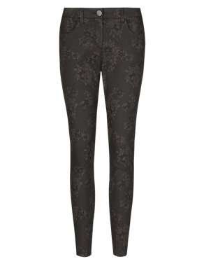 Leather Look Lace Print Jeggings Image 2 of 4