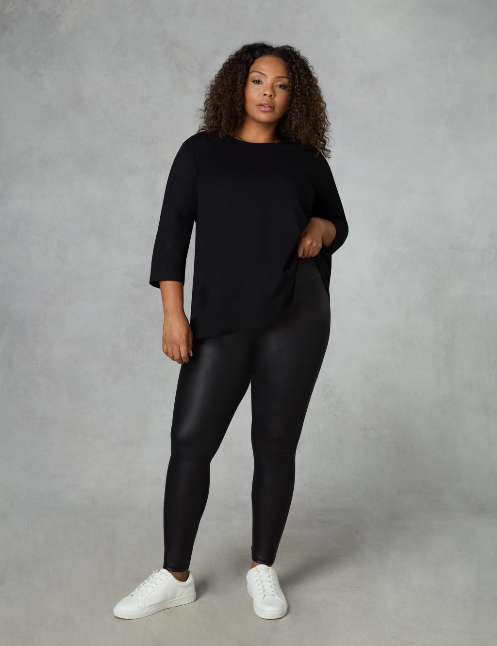Plus size leather outlet look leggings