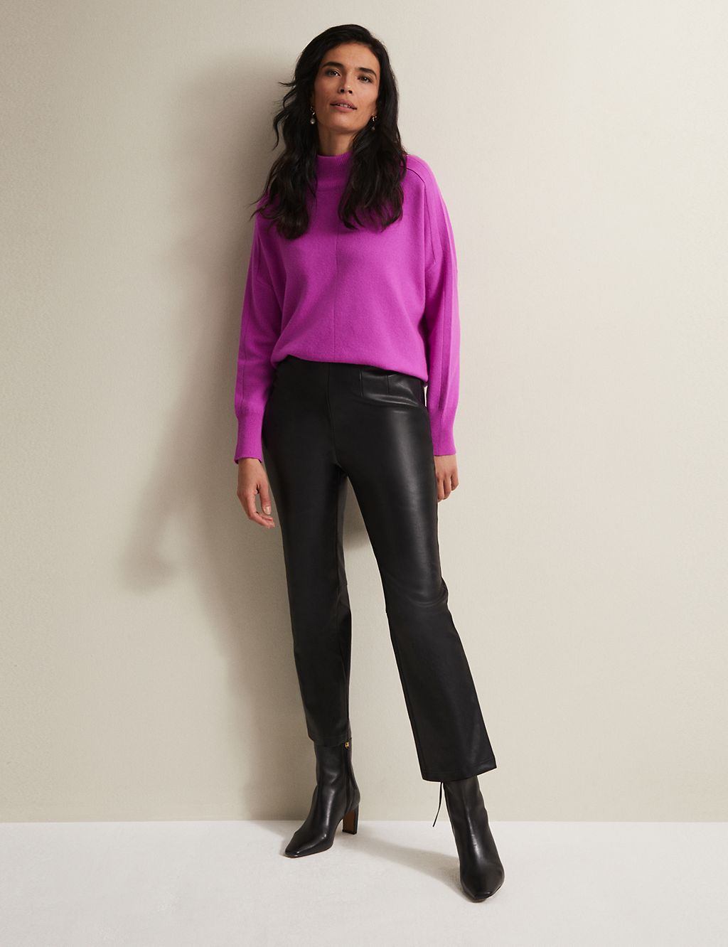 Leather Look Slim Fit Cropped Trousers 3 of 7