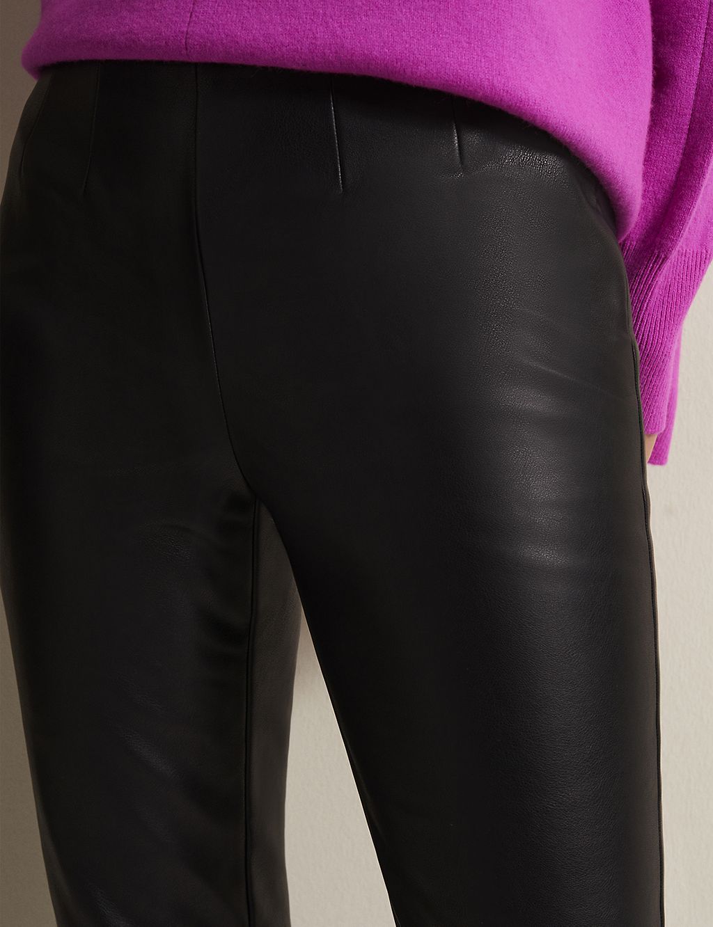 Leather Look Slim Fit Cropped Trousers 4 of 7