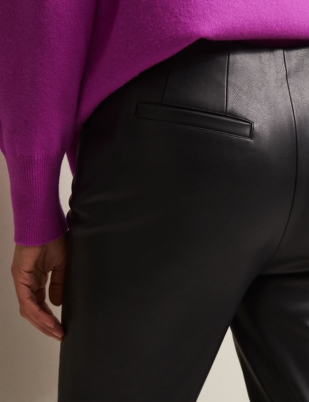 Leather Look Slim Fit Cropped Trousers 5 of 7