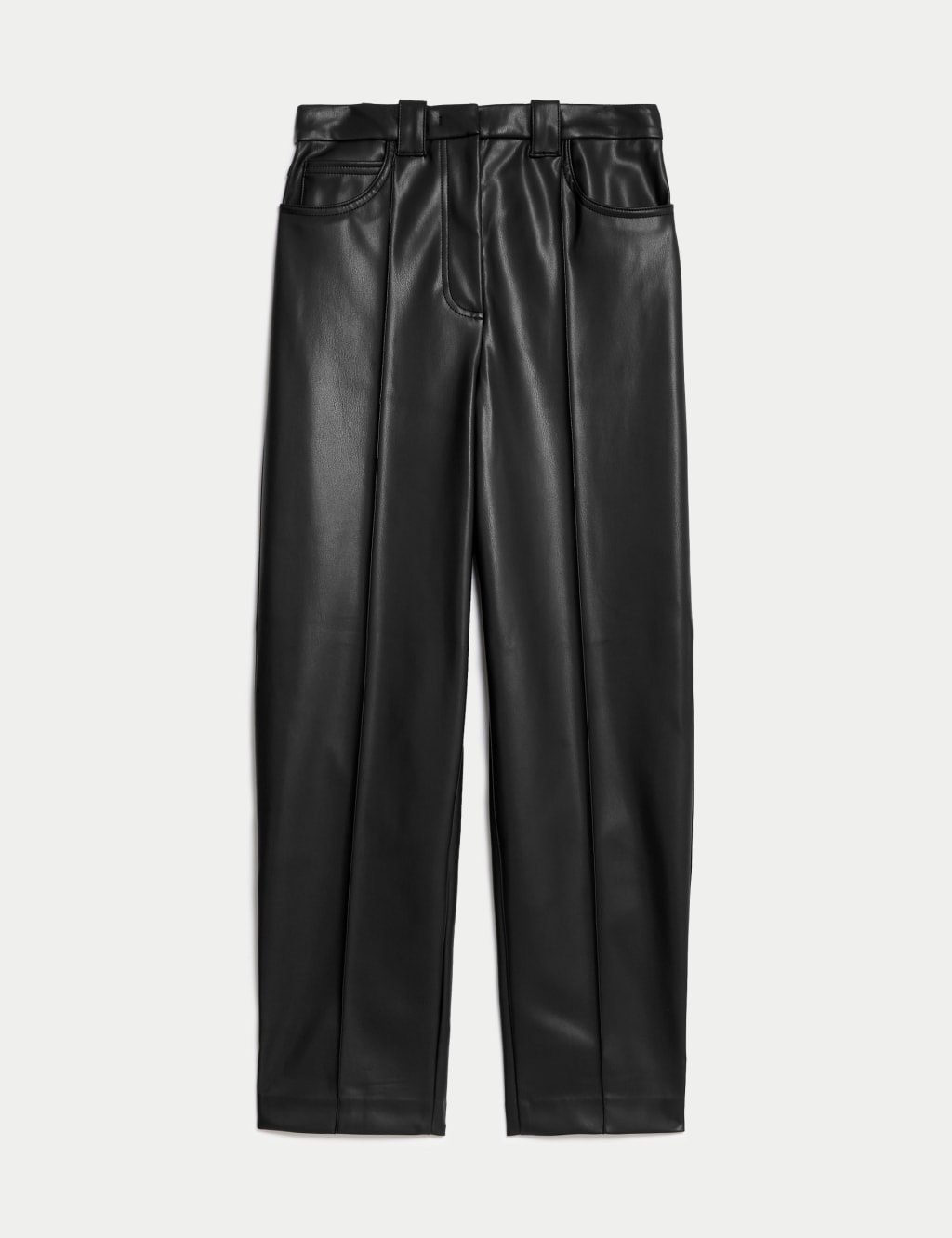 Leather Look Straight Leg Cropped Trousers M&S Collection M&S