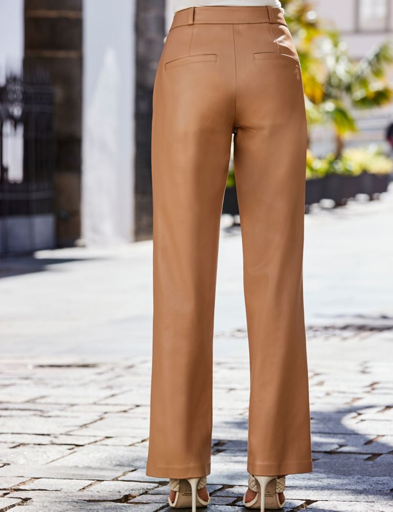 Buy Sosandar Black Zip Detail Straight Leg Leather Trousers from the Next  UK online shop