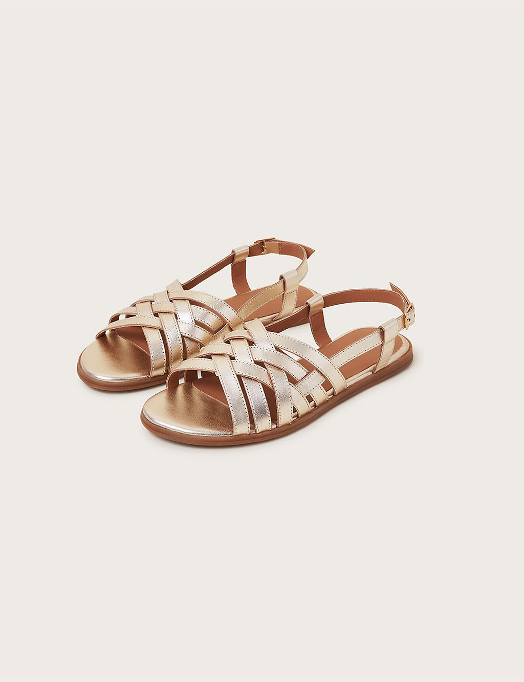Leather Metallic Ankle Strap Flat Sandals | Monsoon | M&S