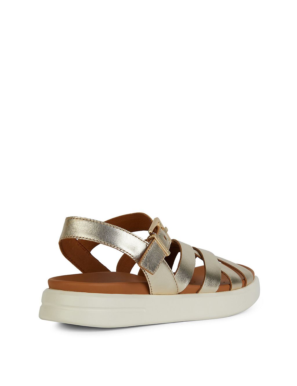 Leather Metallic Ankle Strap Flat Sandals 4 of 6