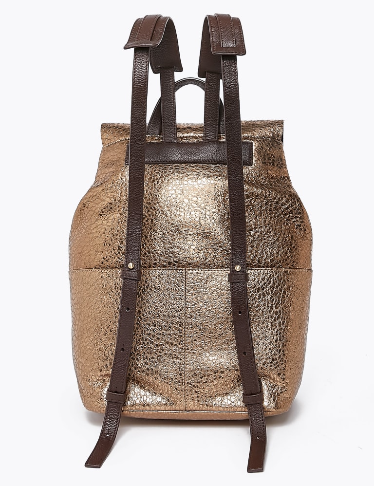 Leather Metallic Backpack Bag M&S Collection M&S