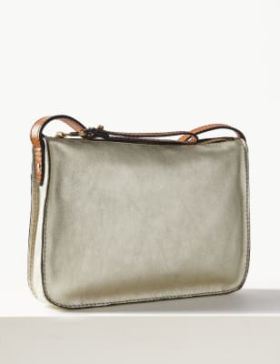 Metallic crossbody shop bag