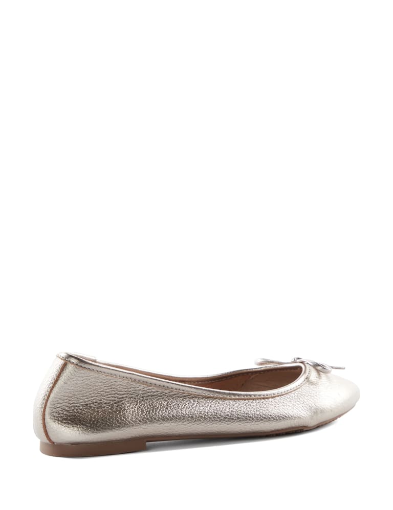 Leather Metallic Flat Ballet Pumps 3 of 5