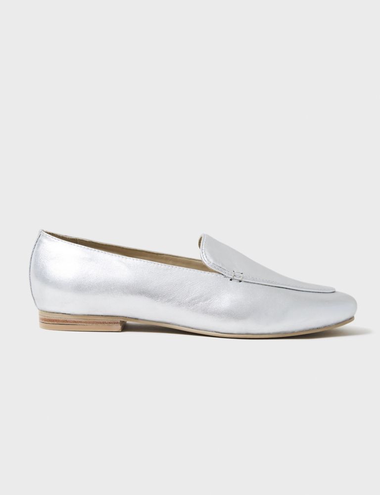 Leather Metallic Flat Loafers 2 of 5