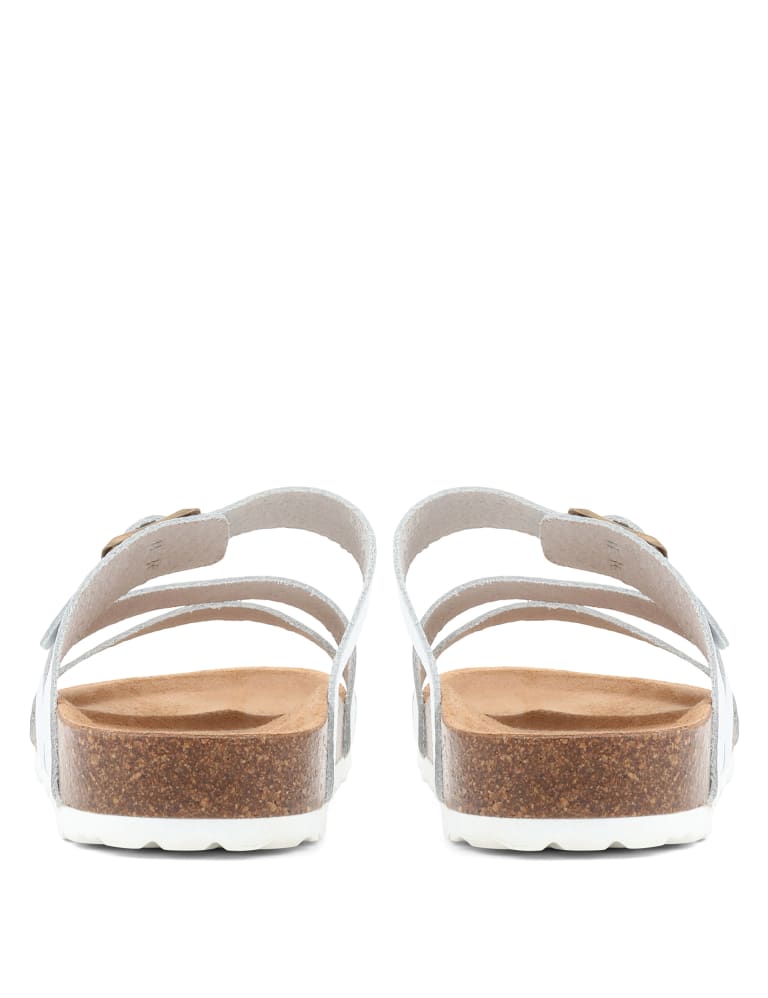 Metallic flat shop mules