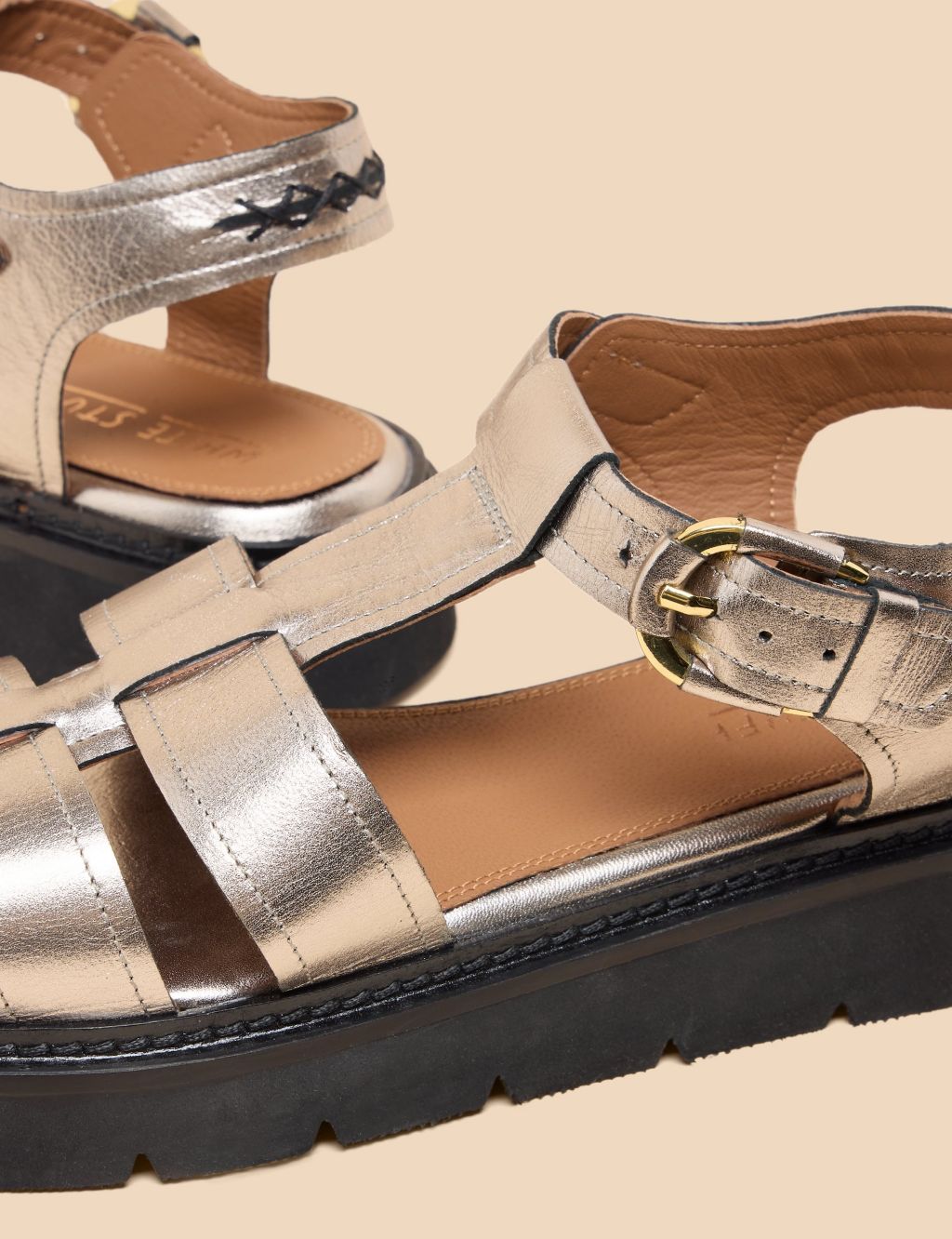 Leather Metallic Flatform Gladiator Sandals 4 of 4