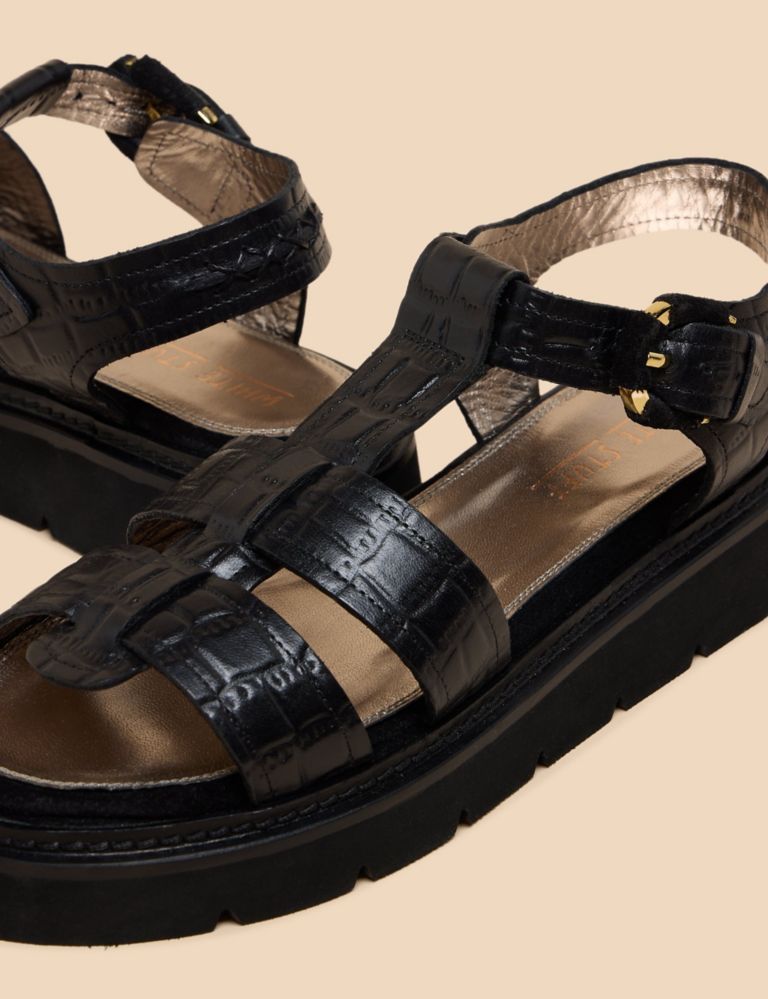 Leather Metallic Flatform Gladiator Sandals 4 of 4