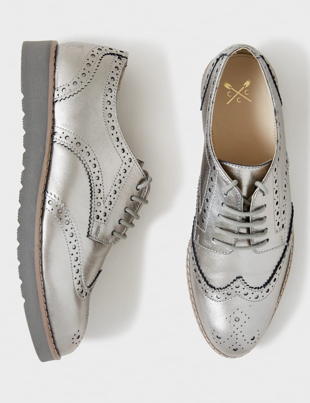 metallic brogues womens
