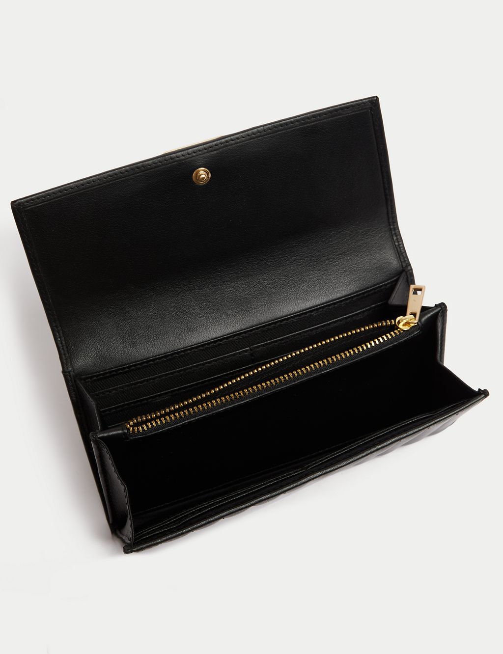 Leather Metallic Large Foldover Purse | M&S Collection | M&S