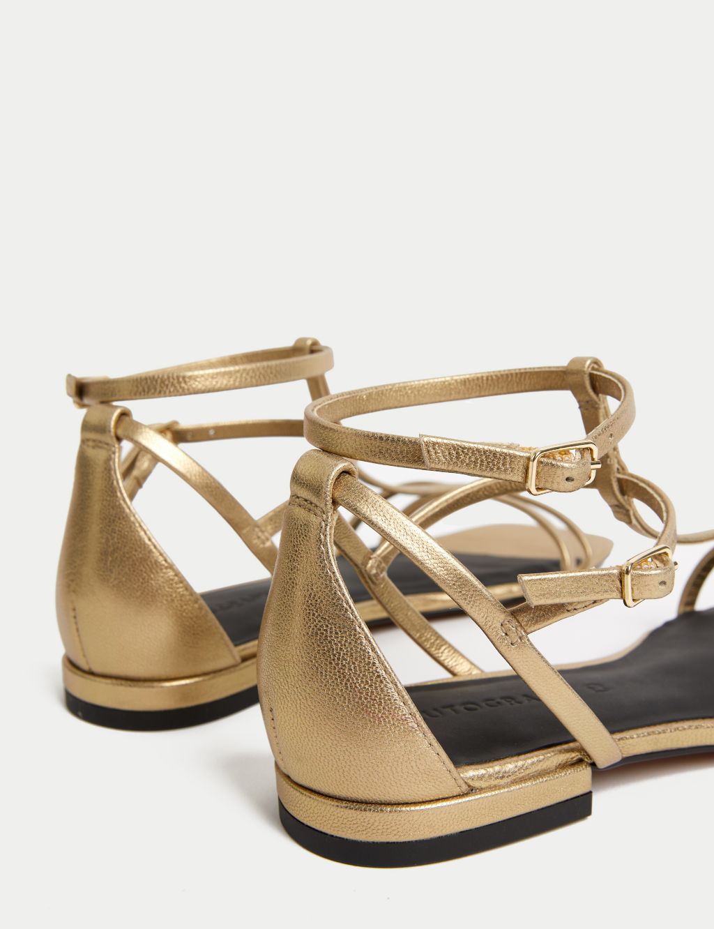 Leather Metallic Strappy Flat Sandals 2 of 3