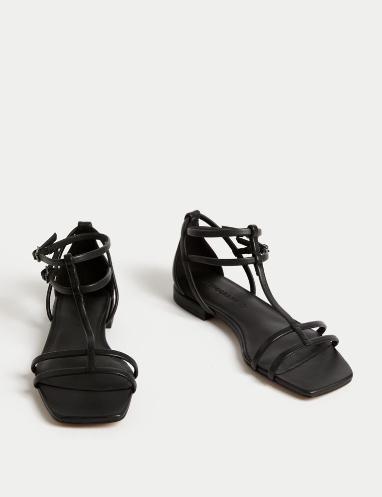 Leather Metallic Strappy Flat Sandals 2 of 3