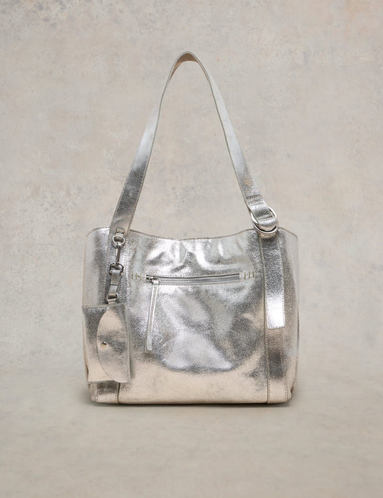 Leather Metallic Tote Bag 1 of 4