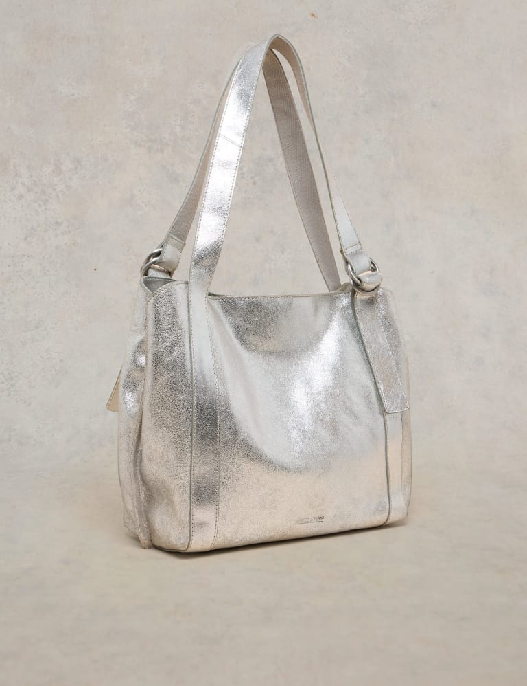 Leather Metallic Tote Bag 2 of 4