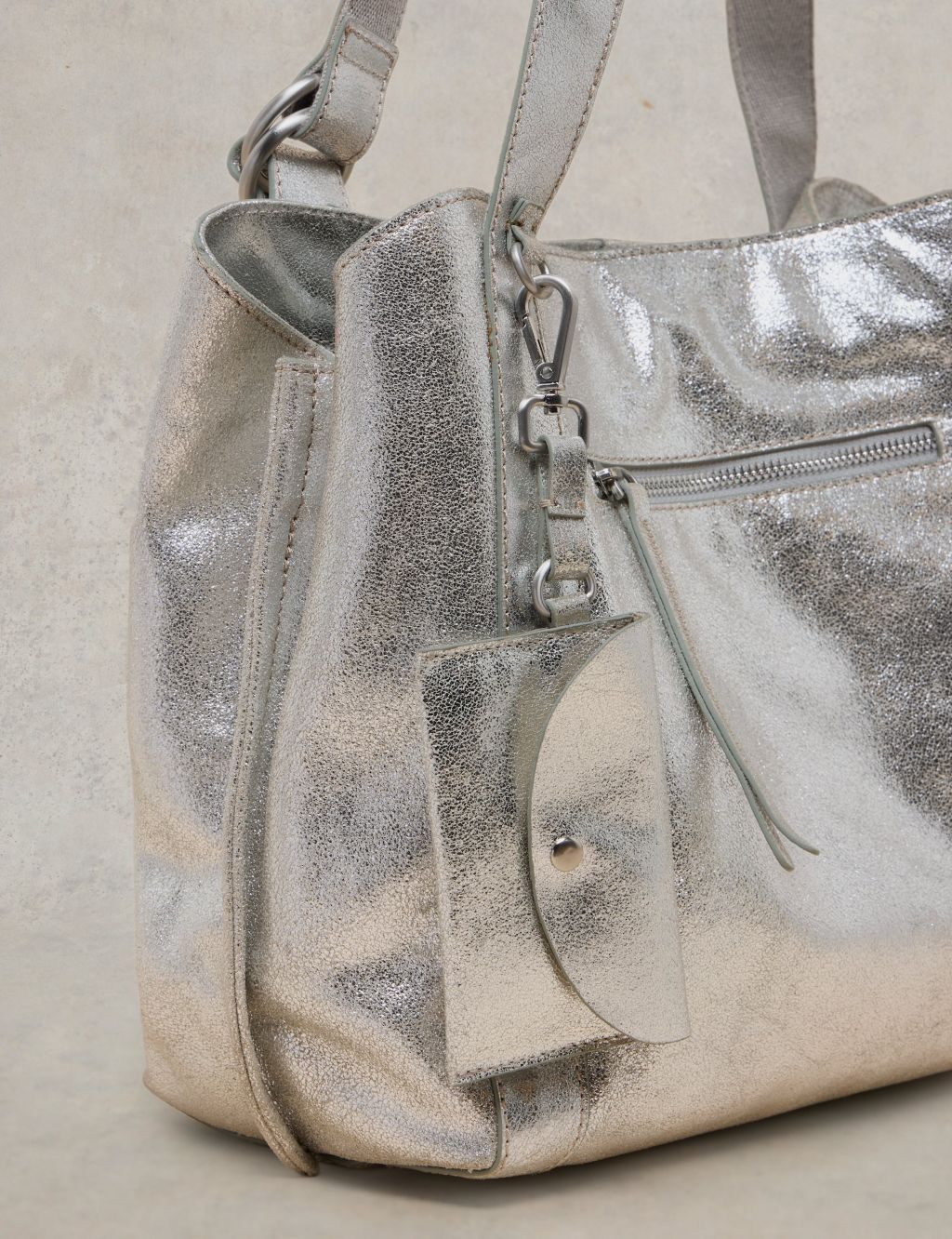 Leather Metallic Tote Bag 2 of 4