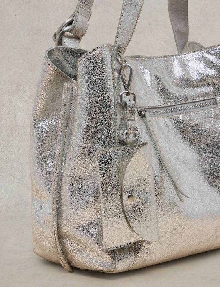Leather Metallic Tote Bag 3 of 4