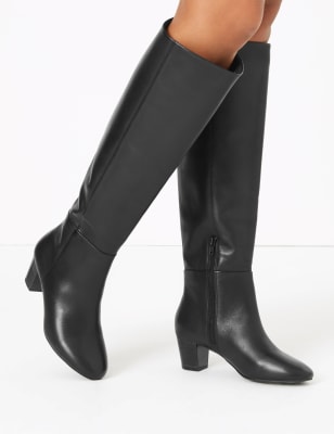 medium heel knee high boots