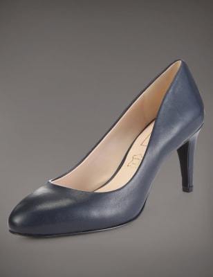 navy blue court shoes leather