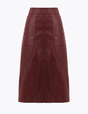 a line leather skirt midi