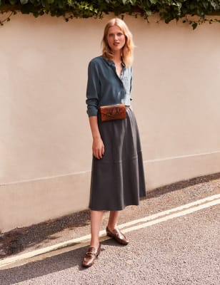 m and s leather skirt