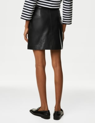 Leather Mini A Line Skirt Autograph M S