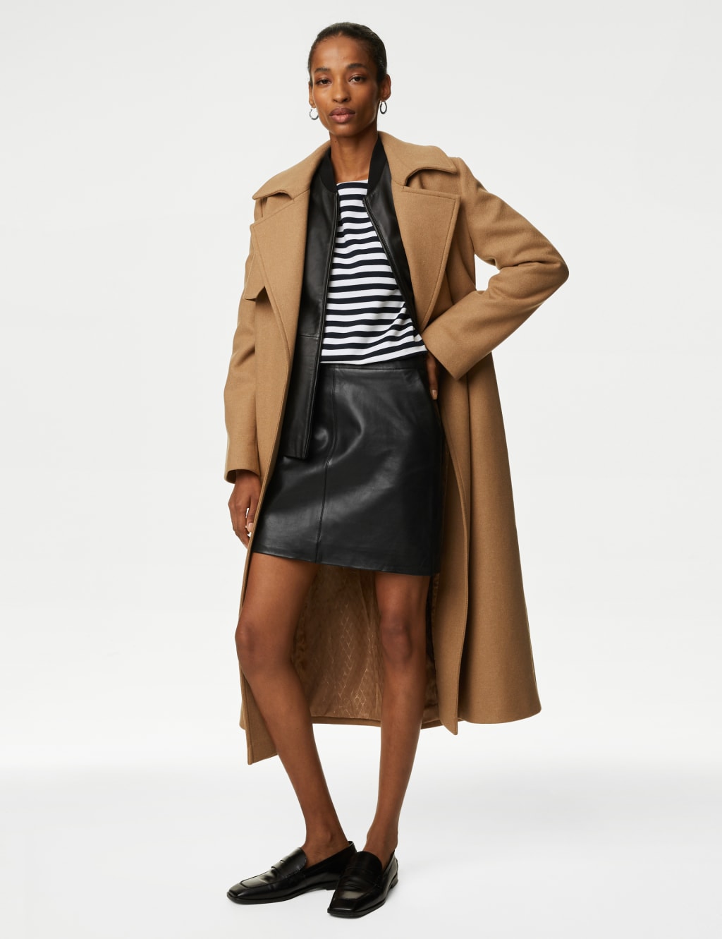 Leather Mini A Line Skirt Autograph M S