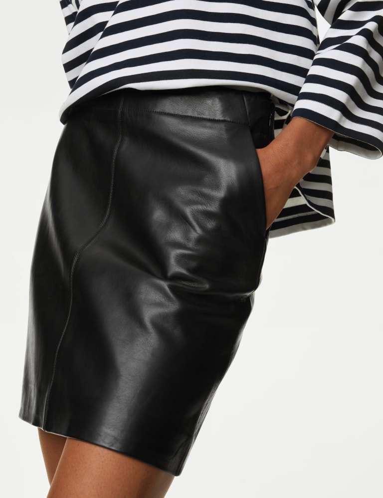 M&s silver 2025 leather skirt