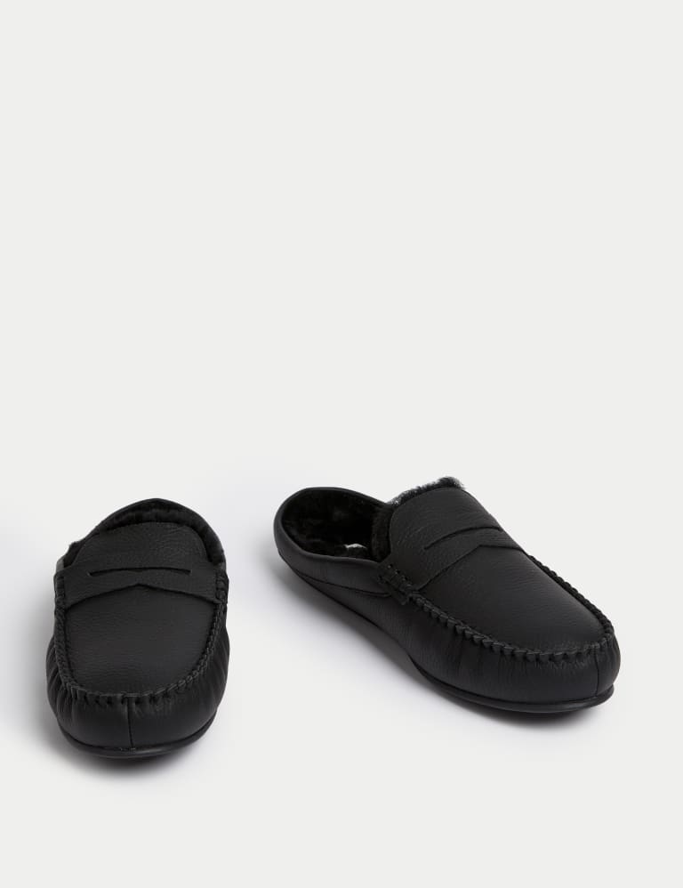 Leather Moccasin Mule Slippers with Freshfeet
